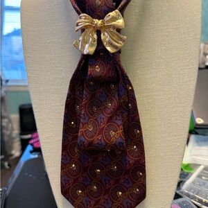 Dior Gold, Maroon, and Purple Bow Necklace